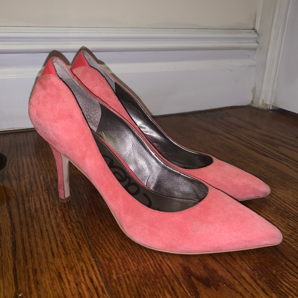 Sam Edelman red / pink suede heels